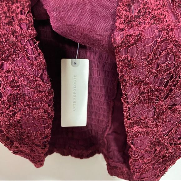 ANTHROPOLOGIE Wine Red Sweetheart Lace Top - Size Small - Picture 11 of 12